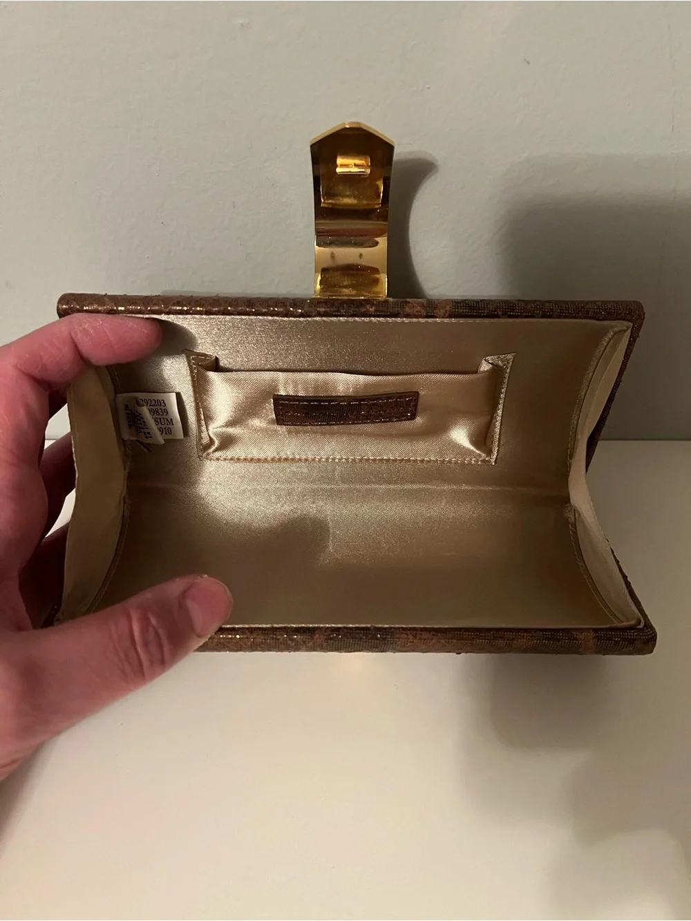 Banana Republic Brown Snakeskin-Textured Clutch with Gold Hardware